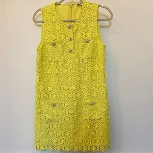 Self-Portrait Yellow Floral Lace Mini Dress